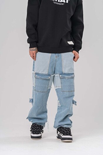 go gang own Overalls Baggy Pants with Patch and Pocket Detail