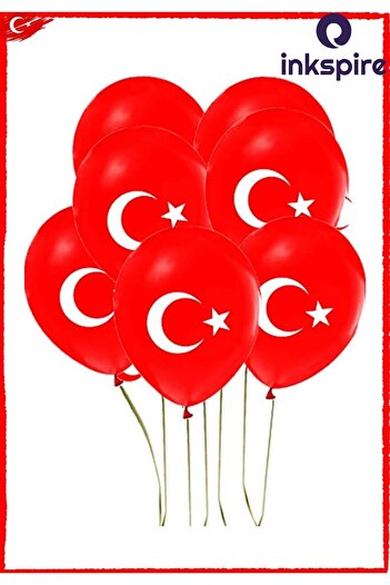 inkspire Turkish Flag Balloon with Moon Star Edition 20 Pieces Red White for Eid April 23