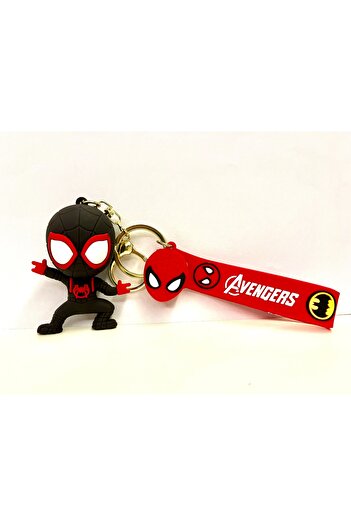 DYA TİCARET Black Spiderman Figured Silicone Keychain