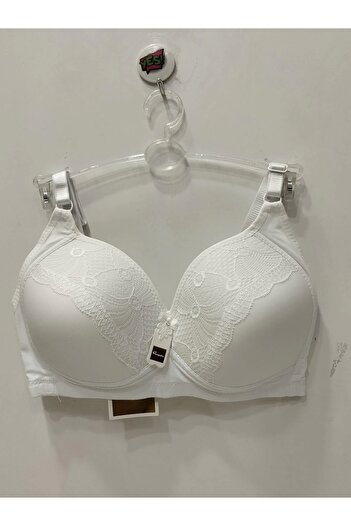 F.K Cleopatra Lace Detailed White Bra Without Underwire and Support - 811