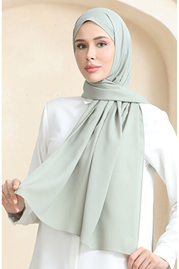 sefamerve Light Green Crepe Plain Shawl - 81077-08