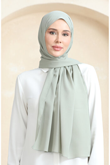 sefamerve Light Green Crepe Plain Shawl - 81077-08
