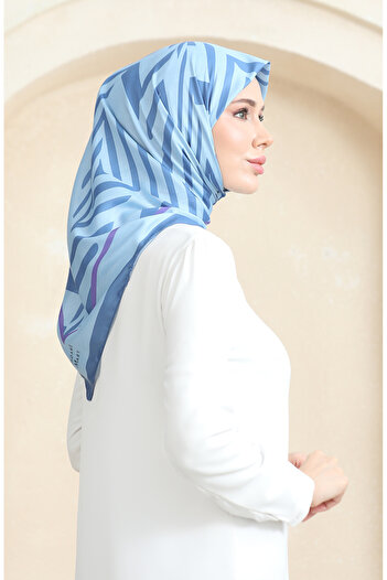 sefamerve 19092-05 Indigo Denim Blue Soft Cotton Scarf