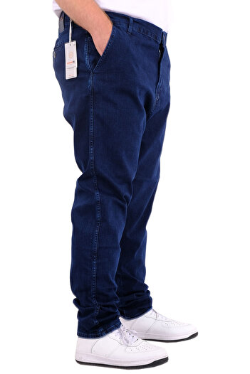 ModeXL Mode Xl Büyük Beden Erkek Kot Pantolon Yan Cep Chıno 18880 Mavi