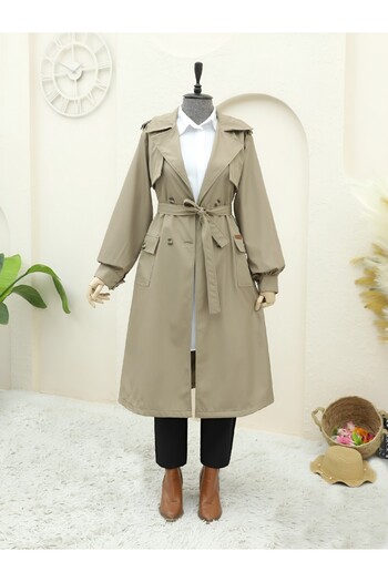 Modamorfo Bolero Lined Trench Coat with Bag Pocket