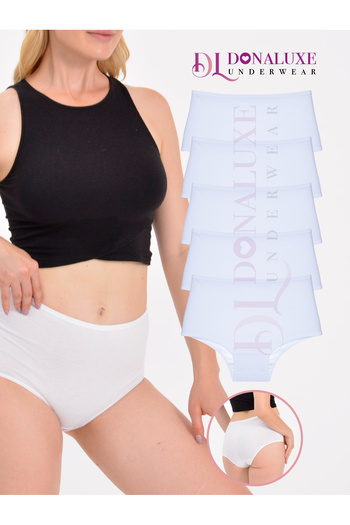 Donaluxe White Soft Cotton High Waist Women's Panties - Pack of 5