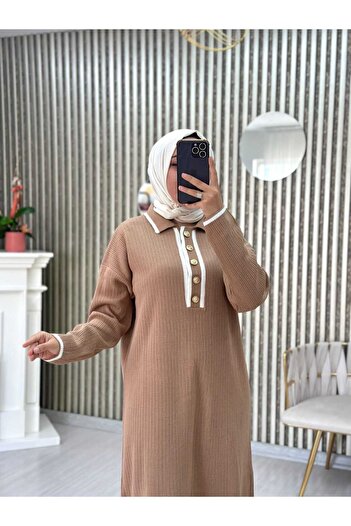 Moda Krash GÖMLEK YAKA TRİKO ELBİSE