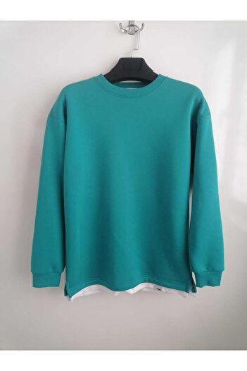 KUN SPORTSWEAR Φούτερ Unisex Oversize - Σχισμή στην άκρη, Ένθετο μπλουζάκι, Ανοιχτόχρωμο