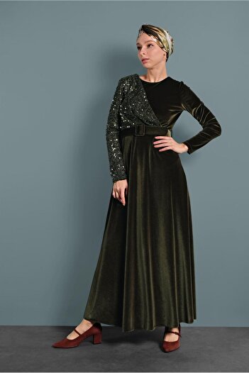 Alvina Pullu Velour Dress 40299