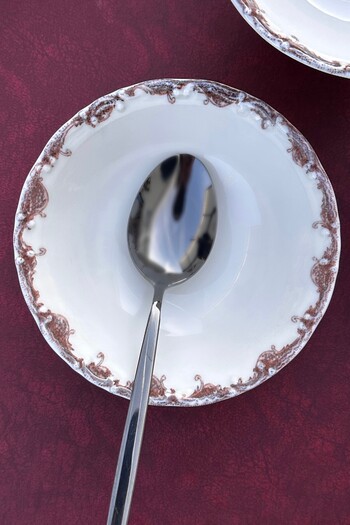 porselenden Vintage Rose 6 Person 14 cm Special Design Premium Porcelain Soup Bowl Set Claret Red