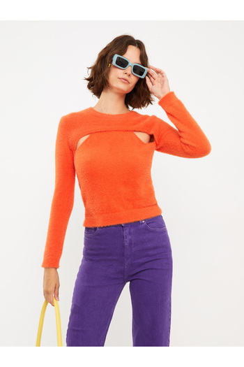 LC Waikiki Women's Knitwear Sweater - Crew Neck, Solid Long Sleeve