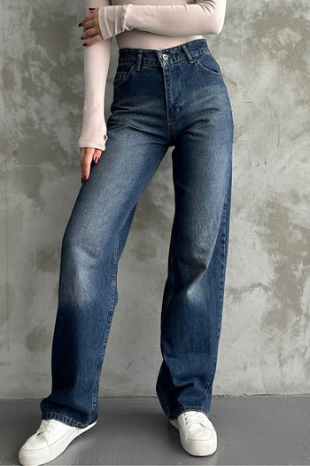 macharel jeans Kadın Yüksek Bel Jean Kot Palazzo Pantolon