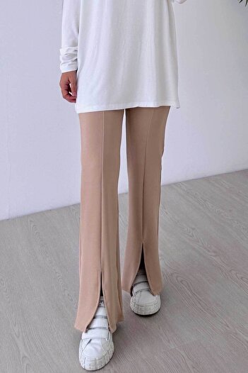 Ka Hijab Slit Detail Hijab Trousers - Camel