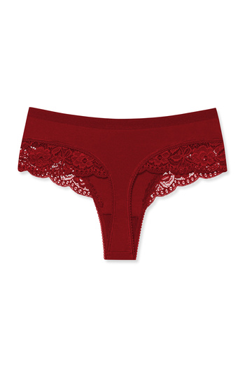HNX Interlock Elastic Waist Lace Women's Thong Panties