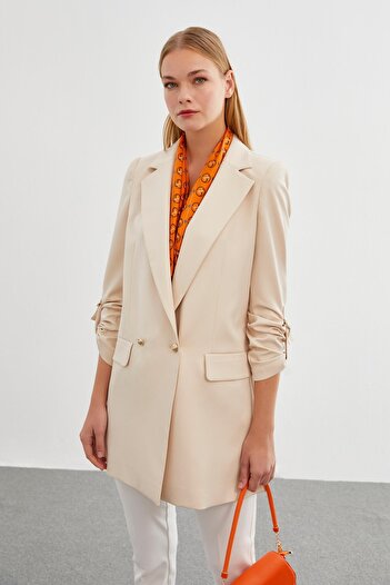 Zühre Beige Jacket with Sleeve Detail C-0002