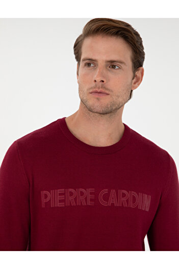 Pierre Cardin Kırmızı Slim Fit Bisiklet Yaka Yün Karışımlı Triko Kazak 50296419-VR223