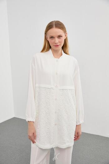 Zühre Embroidered Ecru Jacket C-0094