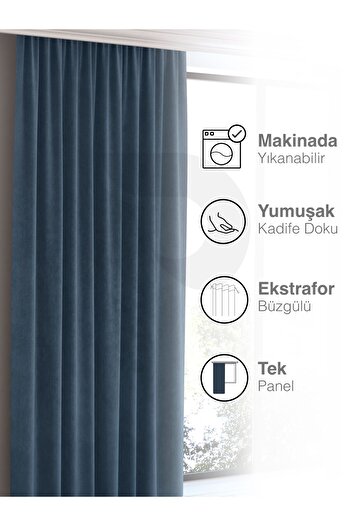 Perle Home Daily Series Derin Mavi Ada Fon Perde