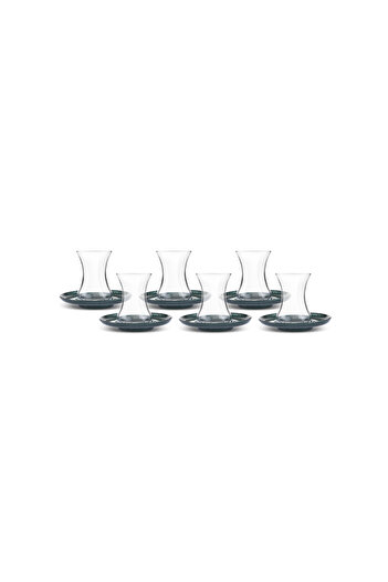 Karaca Green Lavi Tea Set - 6 People, 12 Pieces, 165 ml