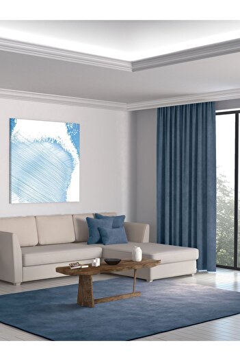 Perle Home Daily Series Derin Mavi Ada Fon Perde