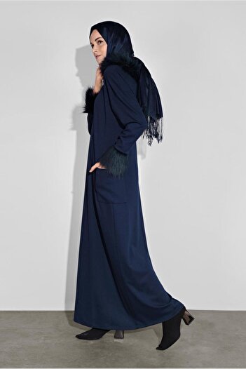 Alvina Hooded Fur Detailed Dress 40412