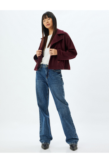 Koton Oversize Jacket Double Breasted Collar Pocket Buttoned Lined