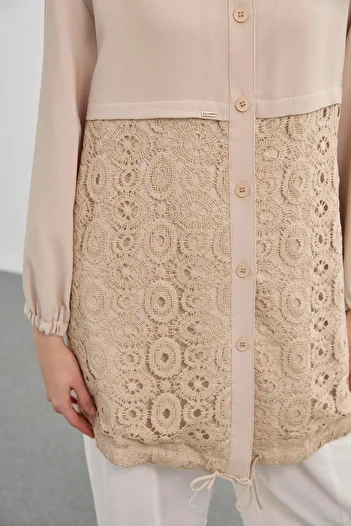 Zühre Embroidered Beige Jacket C-0094