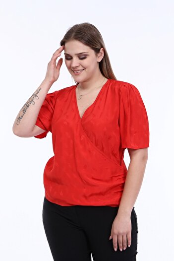 MYLİNE Padded Pleat Detail Wrap Blouse