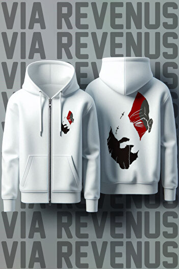 Vordevia Kratos Μπροστινή και Πίσω Ζακέτα με φερμουάρ Unisex Λευκή Φούτερ