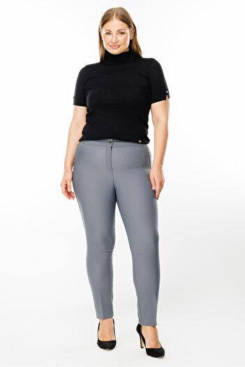 Moda İlgi Modailgi  Yan Cep Dar Paça Pantolon Gri