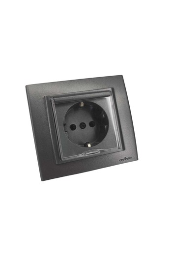 OVİVO Ovivo Covered Grounded Socket + Frame Smoked 12 Pieces
