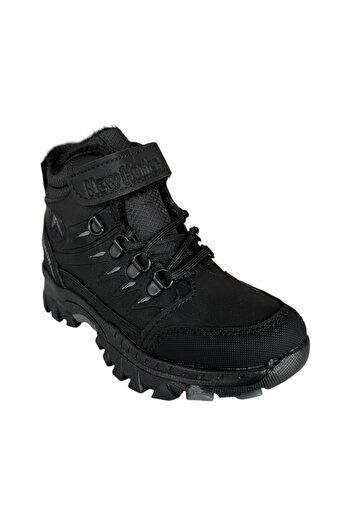 Liger Velcro Zippered Wool Inside Cold-Proof Outdoor Daily Children's Boots Black - Smoke