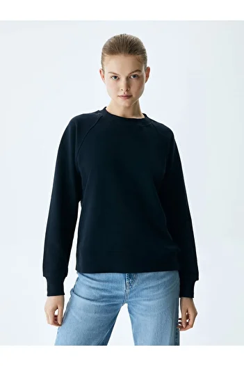 Ltb Crew Neck Long Sleeve Basic Navy Blue Sweatshirt