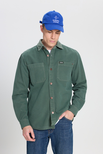 WRANGLER Regular Fit Velvet Shirt with Regular Cut Pocket Detail