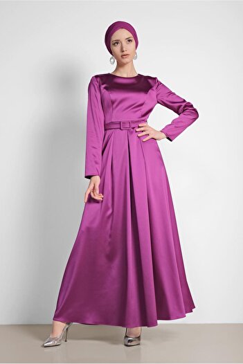 Alvina Belted Satin Dress 4227