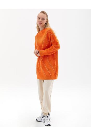 Kayra Orange Exclusive Half Turtleneck Knitwear Tunic