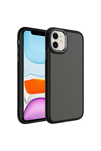 Fibaks Apple iPhone 11 Compatible Case Metal Frame Sensitive Button Colorful Frosted Transparent Cover