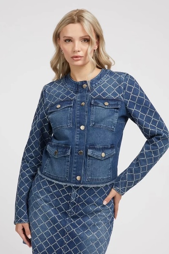 Guess Women's Stoned Denim Blue Jacket