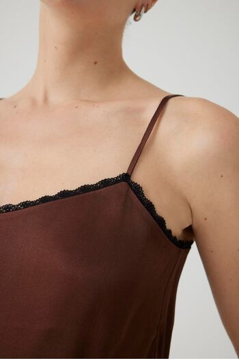 Exquise Thin Adjustable Strap - Satin Look Regular Brown Blouse