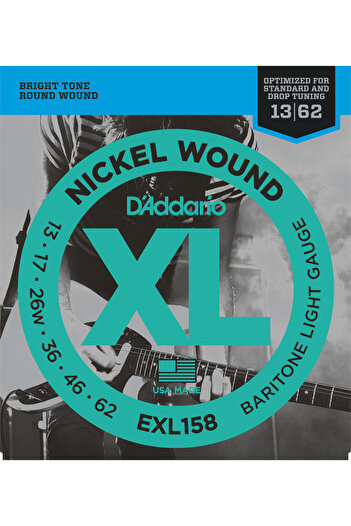 Daddario Exl158 Electric Guitar String Set, Xl, 13-62, 3Rd Nickel Woun Electric Guitar String Set Elektrobar
