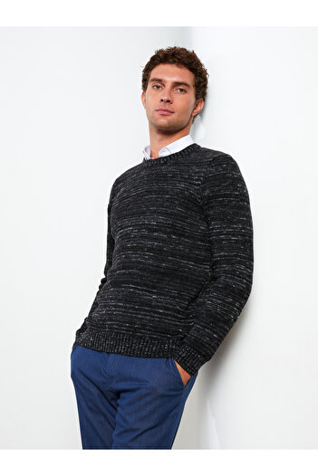 LC Waikiki Crew Neck Long Sleeve Patterned Men's Knitwear Sweater
