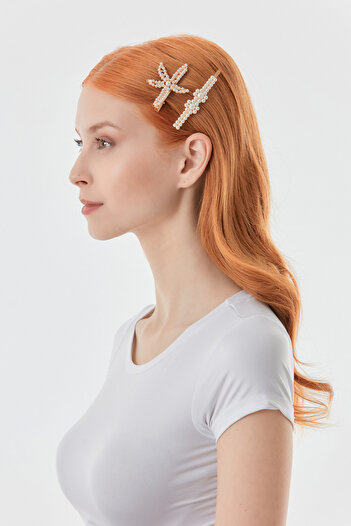Fulla Moda Set of 2 Pearl and Stone Buckles