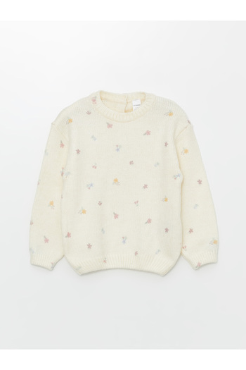 LC Waikiki Crew Neck Floral Baby Girl Sweater