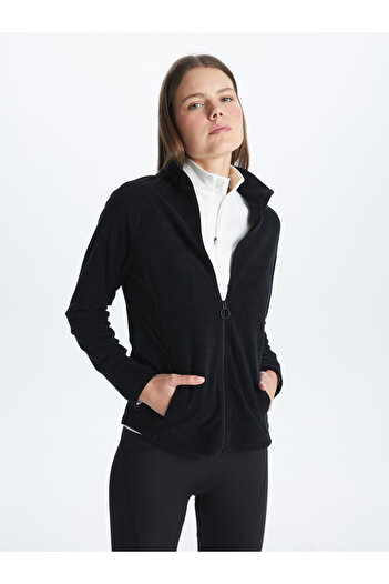 LC Waikiki Stand Collar Long Sleeve Women's Fleece Cardigan