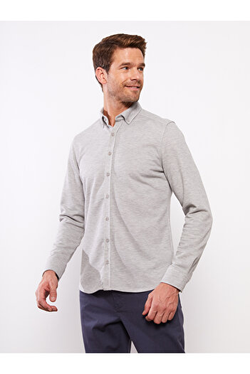 LC Waikiki Slim Fit Long Sleeve Gabardine Men's Shirt