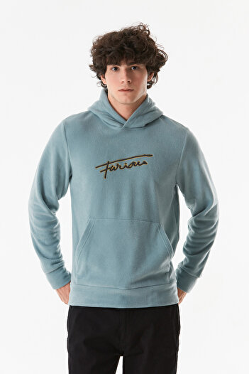 Fulla Moda Φούτερ Fleece με κουκούλα - Κέντημα με γράμματα και τσέπες καγκουρό
