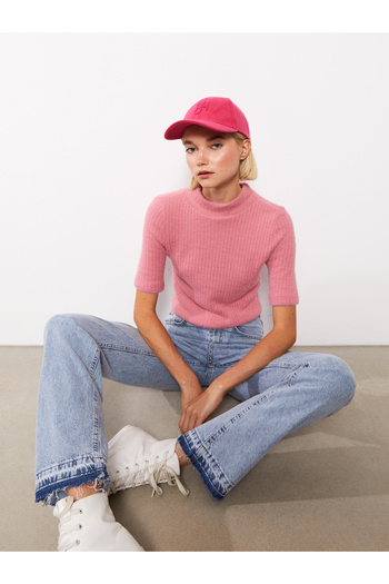LC Waikiki Half Turtleneck Plain Short Sleeve Women's Knitwear Sweater