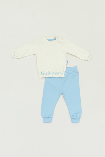 Fulla Moda Boy - Text Printed Crew Neck Set