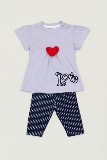 Fulla Moda Heart Polka Dot Printed Girl's Set