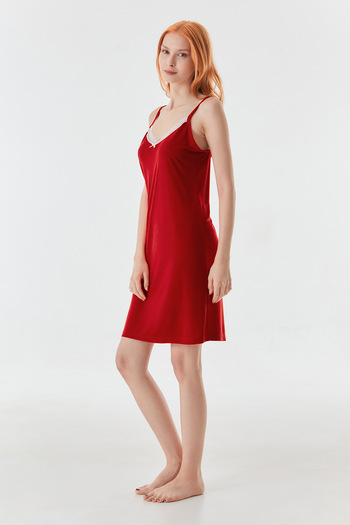 Fulla Moda Rope Strap Lace Detailed Nightgown
